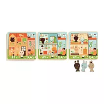 【Djeco智荷】木拼圖- 兔子小屋三層拼圖