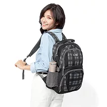 1818 上學/逛街/買菜必備 格紋後背包 (CG90189-36) 黑