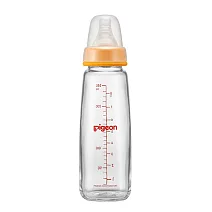 【Pigeon貝親】一般口母感玻璃奶瓶240ml_ 橘/Y奶嘴