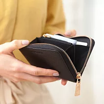 CHENSON真皮 6卡行照零錢夾零錢包(W20205-3)黑