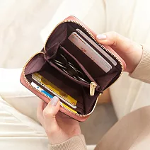 CHENSON真皮 6卡行照零錢夾零錢包(W20205-P)梅粉