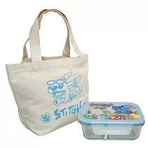 迪士尼玻璃分隔保鮮盒-史迪奇(附手提袋)