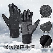 機車騎士 保暖防風觸控手套 機車手套 防寒/加絨/防潑水 黑色L號