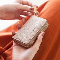 CHENSON真皮11卡一手握卡包零錢包(W22148-K) 杏