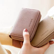 CHENSON真皮11卡一手握卡包零錢包(W22148-U) 豆沙紫