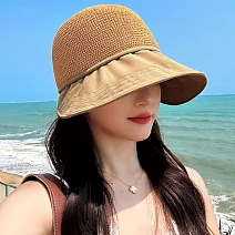 seoul show首爾秀 草線軟絲棒球帽漁夫帽防曬遮陽帽  卡其