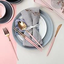 【韓國Ssueim】Mariebel 莫蘭迪 不鏽鋼餐具4件組(筷匙刀叉) ‧ 玫瑰粉