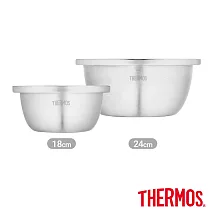 【THERMOS膳魔師】不鏽鋼二入多功能料理盆(KCC-807) 不鏽鋼色