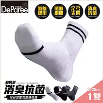 蒂巴蕾 動勁能 消臭抗菌足弓加壓氣墊機能襪-短襪 男款 白色