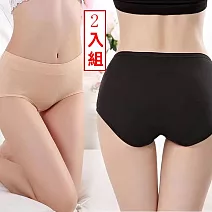 【唯蜜色】中腰纯棉透氣女內褲(黑+膚)2件組 黑色+膚色