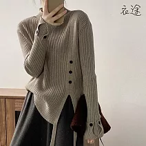 [衣途]溫柔軟糯半高領綁設計感針織衫FREE(KDTQ-B172) F 花卡