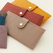 CHENSON真皮 超薄第四代 6卡極薄長夾 外側附獨立零錢袋 (W23449-K) 杏