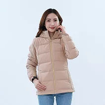 【遊遍天下】女款可拆帽修身無車縫防風防潑水保暖鋁點羽絨外套 GJ22038 M 卡其