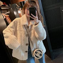 【AMIEE】甜辣風舒適羊羔絨百搭外套(2色/M-2XL/KDCQ-9006) XL 軟糯白