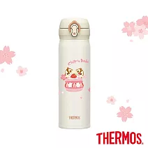 【THERMOS膳魔師】奇奇蒂蒂櫻花篇不鏽鋼超輕量彈蓋真空保溫瓶500ml(JNL-502CAD-CBCL) 珠光白