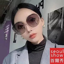 seoul show首爾秀 鑽石切邊無框花型太陽眼鏡UV400墨鏡 90104 紫灰片