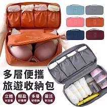【EZlife】多層便攜旅遊收納包 灰色