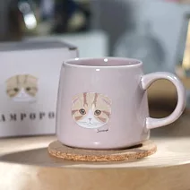 【日本Sugar Land】可愛貓咪 陶瓷馬克杯250ml ‧ 橘貓(粉)