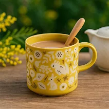 【日本Minoru】Kukka秘境花草 陶瓷馬克杯300ml ‧ 茉莉黃