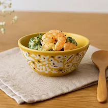 【日本Minoru】Kukka秘境花草 陶瓷餐碗180ml ‧ 茉莉黃