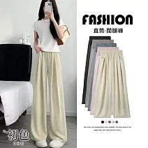 【初色】冰絲輕薄純色直筒長褲休閒寬褲-共2款5色-34453(M-2XL可選) M 奶杏色常規款
