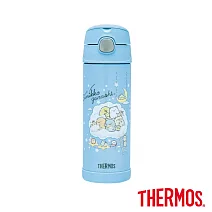 【THERMOS 膳魔師】不鏽鋼角落小夥伴真空兩用保冷瓶兒童水壺470ml(F4021CSG-SWLB)  星空漫步-淺藍