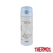 【THERMOS膳魔師】小熊維尼不鏽鋼真空兩用保冷瓶兒童水壺470ml(F4021CWP-WW) 星空露營篇