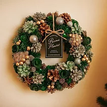 【日本Green House】Xmas聖誕 精美裝飾花圈(L) ‧ 森林松語