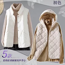【初色】純色百搭無袖菱格紋羽絨馬甲背心外套-5款任選-30937(M-2XL可選) L A.米白色