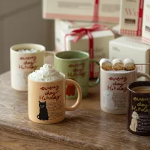 【韓國momur】everyday holiday 狗狗陶瓷馬克杯禮盒360ml ‧ 綠