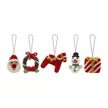 【日本Mark’s】Felt & Knit手工羊毛氈聖誕吊飾5入組 ‧ 聖誕老人MIX