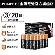 金頂 DURACELL經典鹼性電池-3號 AA (20入裝)