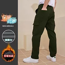 【KISSDIAMOND】超彈力加絨保暖工裝衝鋒褲(男女同款/KDFP-0116) 3XL 軍綠