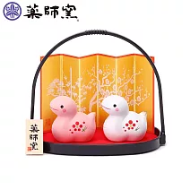 日本-藥師窯 招福干支系列 錦彩招福蛇（紅白）小手籠附