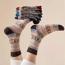 【AnZa】春夏款棉復古民族風中筒襪(5入組)      民族風