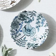 【日本Aito製作所】美濃燒｜優雅花草 輕量陶瓷淺盤16.2cm ‧ 深藍
