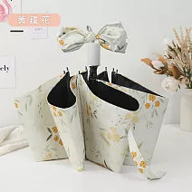 【KISSDIAMOND】絕美花漾黑膠防曬手動晴雨傘(KDU-H001) F 黃鐘花