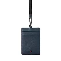 MONDAINE 瑞士國鐵 蘇黎世3卡安全扣證件套｜防夾頸繩｜牛皮/葡萄皮｜悠遊卡/識別證卡套 - 十字紋藍