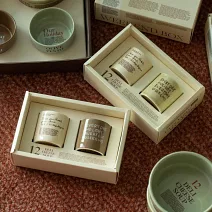 【韓國momur】Holiday Weekend 陶瓷杯2入禮盒 ‧ 奶油杏 & 深棕色