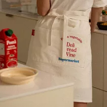 【韓國momur】Supermarket 半身口袋收腰圍裙 ‧ 紅