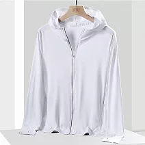 【AnZa】輕薄連帽防曬運動休閒外套 (3色)     XL-XXL 白色(XL-2XL)