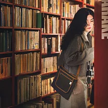 【一帆布包】帆布包邊口袋小冊包-  深棕/焦糖邊