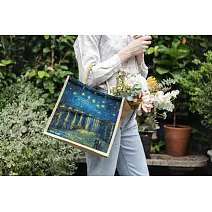 翡冷翠文創藝術棉麻手提袋｜梵谷《隆河上的星夜》