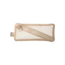 【日本Mark’s】Mesh 扁形網狀筆袋 ‧ 奶茶(米)