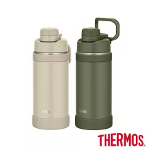 【THERMOS 膳魔師】可進洗碗機可提式設計不鏽鋼真空保溫瓶 720ml(FJU-750-KKI) 霧松綠