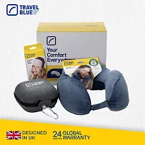 【Travel Blue 藍旅】極致禮盒組(內含寧靜頸枕、頸枕收納盒 、豪華眼罩) 藍色