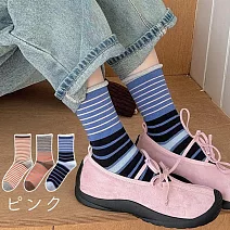 【AnZa】多巴胺純棉捲邊條紋復古拼色堆堆襪短襪中筒襪   B組