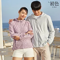 【初色】初色生活 冰絲透氣速乾輕薄純色連帽遮陽防曬外套女外套-共2款7色-12758(M-5XL可選) M 男款-白灰色