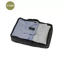 日本3COINS-風格簡約可壓縮旅行衣物收納袋M 黑M