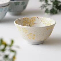 【日本野田】美濃燒｜千年櫻 陶瓷餐碗13.2cm ‧ 花黃